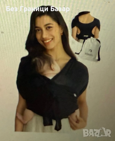 Нова Дишаща бебешка носилка wrap за новородени и деца, размер L черна Konny Baby Carrier 