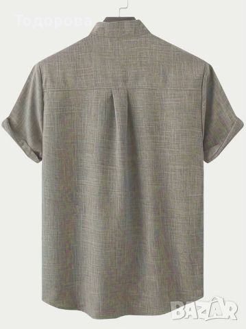 Едноцветна мъжка риза с къс ръкав и яка - голям размер, снимка 2 - Ризи - 46244609