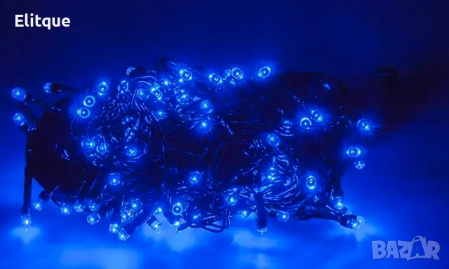 Верига от лампички за външен монтаж, 10м, черен кабел-синя светлина и бял-кабел студено бяла светлин, снимка 4 - Други - 52903669