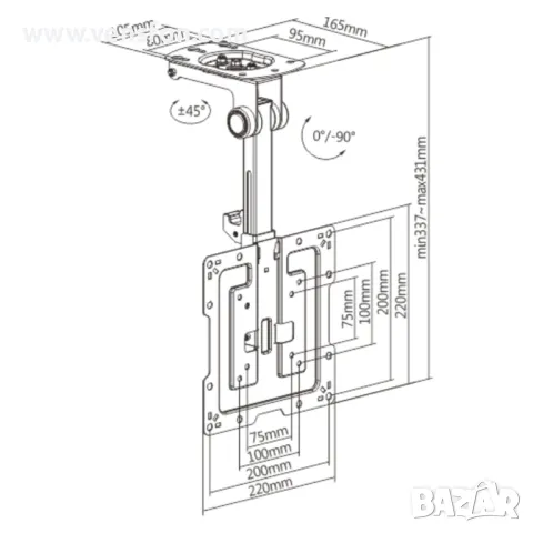 Стойка за телевизор за монтаж на таван, сгъваема 19" - 43", снимка 10 - Стойки, 3D очила, аксесоари - 49288248