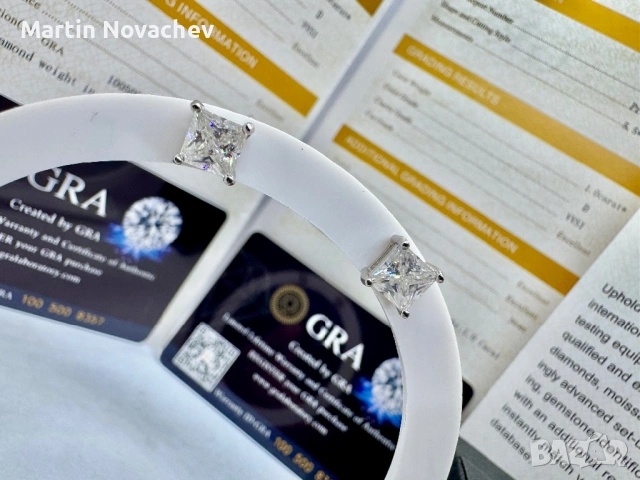 Сребърни обеци с мойсанит (Диамант) 1 карат, снимка 3 - Обеци - 53172550