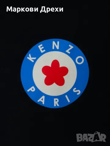 Kenzo Paris черна блуза кръгче синьо бяло червено цвете, снимка 3 - Суичъри - 48733256