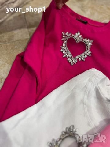 Дамска блуза рипс сърце кристали , снимка 5 - Блузи с дълъг ръкав и пуловери - 44979859