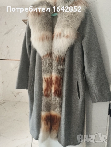 Палто е естествен косъм XL, снимка 3 - Палта, манта - 52940900