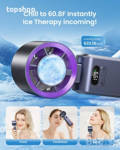 Чисто нов запечатан Турбо ръчен вентилатор с ледено охлаждане – 199 степени, 20000 RPM, Лилав ​, снимка 2 - Друга електроника - 53443963