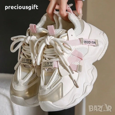 Дамски ежедневни сникърси с висока подметка, снимка 3 - Маратонки - 51387980