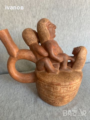 Moche Peruvian Huaco еротична керамика, снимка 3 - Статуетки - 46436994