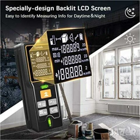 Лазерна ролетка с LCD дисплей Tavool, 50 м, снимка 3 - Други инструменти - 46019059