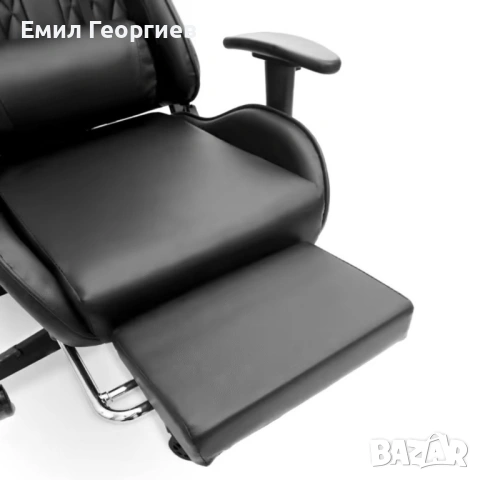 Геймърски стол с прибираща се подложка за крака и функция за масаж - черен, снимка 6 - Столове за офис - 53238212