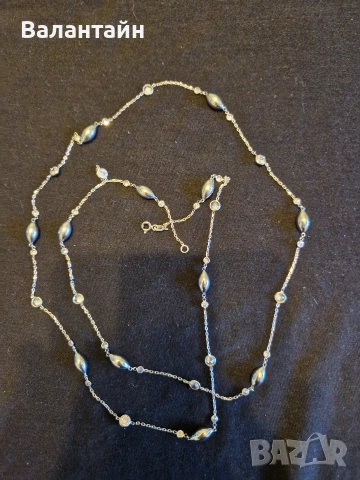 Сребърно колие с кристали , снимка 4 - Колиета, медальони, синджири - 40785605