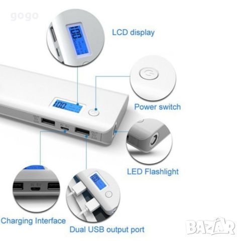 Външна батерия за зареждане на устройства с 2 USB изхода и LED дисплей, снимка 4 - Резервни части за телефони - 46050912