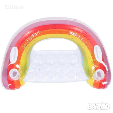 Надуваем матрак дъга 115x70 см с поставки за чаши – стилен и удобен за басейн и летен релакс, снимка 2 - Други стоки за дома - 54219580