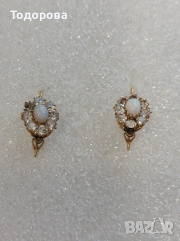 Дамски златни обеци с опали,злато 18к 