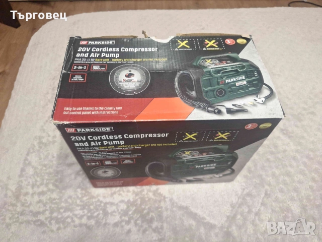 Aкумулаторен компресор и въздушна помпа 20V Парксайд /Parkside PKA 20 Li B2, снимка 2 - Аксесоари и консумативи - 53807422