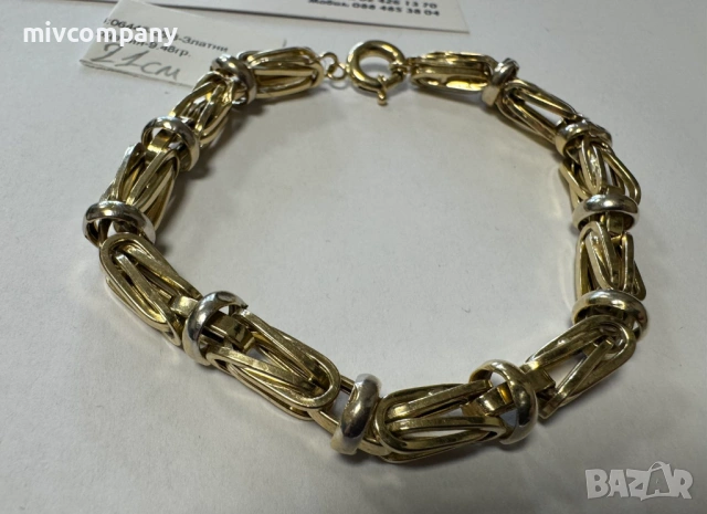 Златна гривна 9.48гр.21см.Намалена!!!, снимка 4 - Гривни - 53429201