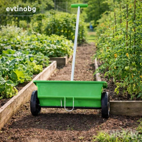 Ръчна градинска сеялка 6L с колела – разпръсквач за семена, торове, пясък и сол с 5-степенно регулир, снимка 2 - Градинска техника - 53931567