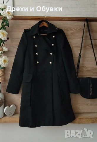Черно палто Zara МИЛИТЪРИ златни копчета , снимка 7 - Палта, манта - 51795828