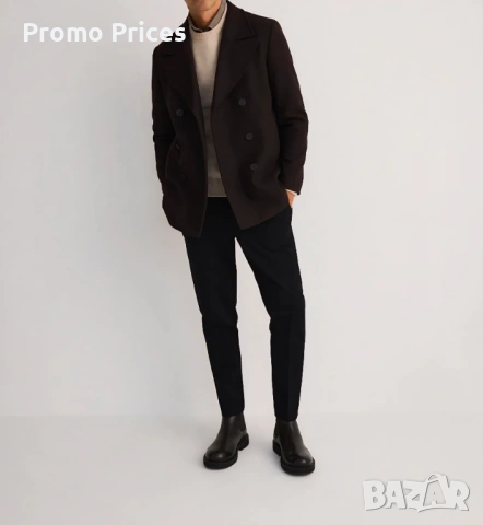 Мъжко късо пълто + шал бордо, снимка 4 - Палта - 53463308