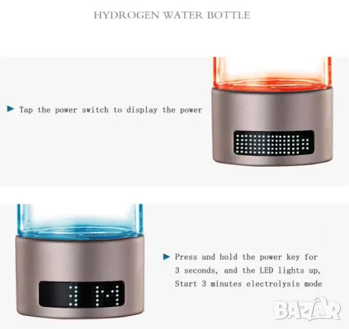 Премиум Водородна Бутилка Алкална Вода Генератор за Хидрогенирана Вода Озон Йонизатор Хидрогенератор, снимка 6 - Други - 50019782