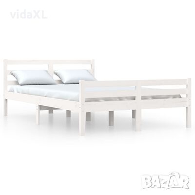 vidaXL Рамка за легло, бяла, масивно дърво, 140х200 см(SKU:814820, снимка 1 - Спални и легла - 46023307