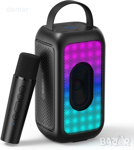 Преносим Bluetooth високоговорител Bobtot, безжичен, дълбок бас, RGB (с 1 микрофон)