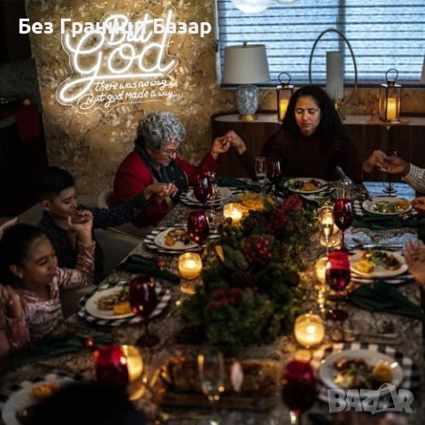 Нов знак But God LED неонова табела за стена USB регулируема светлина, снимка 5 - Лед осветление - 51919229