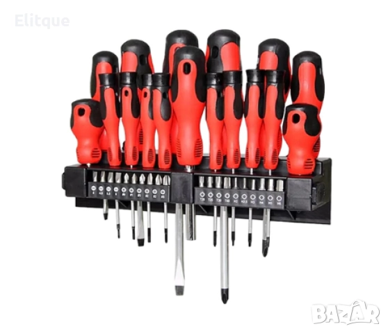 Комплект отвертки и битове с държач 37 части, черни/червени, снимка 5 - Други стоки за дома - 52853783