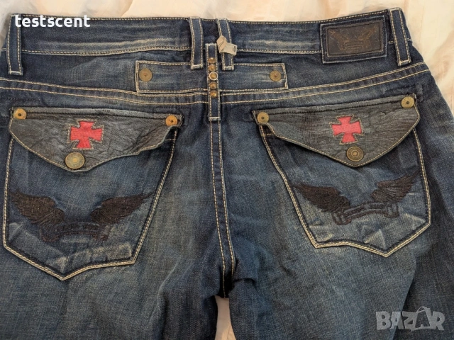 $229 Мъжки дънки Robin's Jean Mens Blue Denim Sz 38 W L 34" Red Cross Croco Made In USA , снимка 6 - Дънки - 53980755