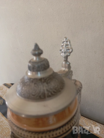 Стара халба за бира с капак, снимка 4 - Други ценни предмети - 53752907