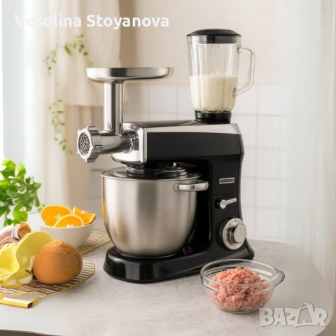 Кухненски робот 3 в 1 Royalty Line RL-PKM2100BG BLACK - 2100W Max, 7.5L купа, 1.5L блендер, снимка 2 - Кухненски роботи - 52621659