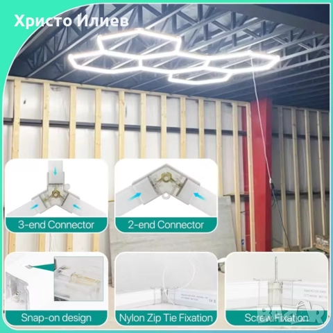 Осветление за гараж голяма LED Лед лампа за магазин фризьорски салон студио Модерна ярка светлина, снимка 5 - Лед осветление - 51818961