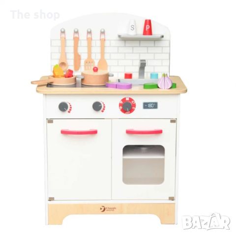 Детска дървена кухня за игра с аксесоари (004), снимка 1 - Образователни игри - 45505658