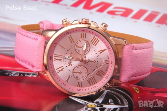 Дамски кварцов часовник с кожена верижка, различни цветове, снимка 3 - Дамски - 52056498