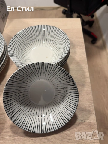 Комплект чинии 24 части с геометричен дизайн – Елегантност за всяка трапеза, снимка 7 - Сервизи - 53567249