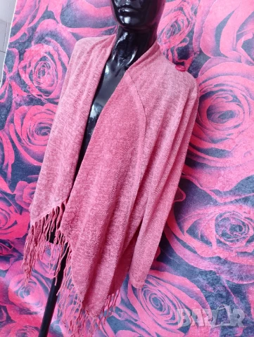 Прасковено розова жилетка с ресни Л, снимка 4 - Жилетки - 51342650