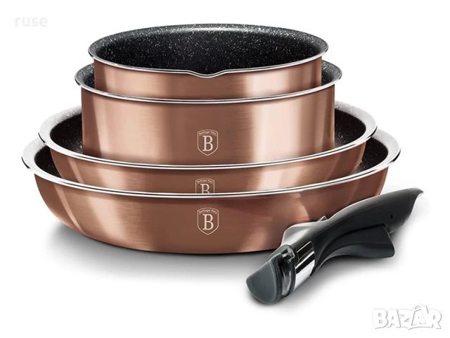 НОВ! Комплект съдове Berlinger Haus – 9 части, индукция, удобна дръжка