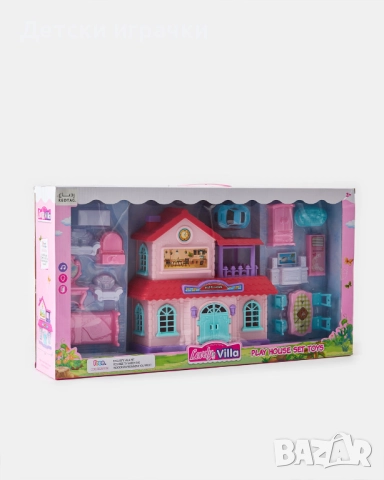 Къща за кукли музикална вила за момичета с мебели и кола, снимка 5 - Кукли - 52093358