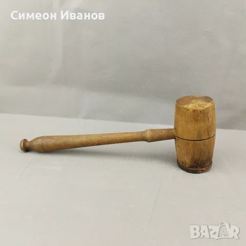 Стар дървен чук за месо с метален връх #0576, снимка 2 - Антикварни и старинни предмети - 48145095