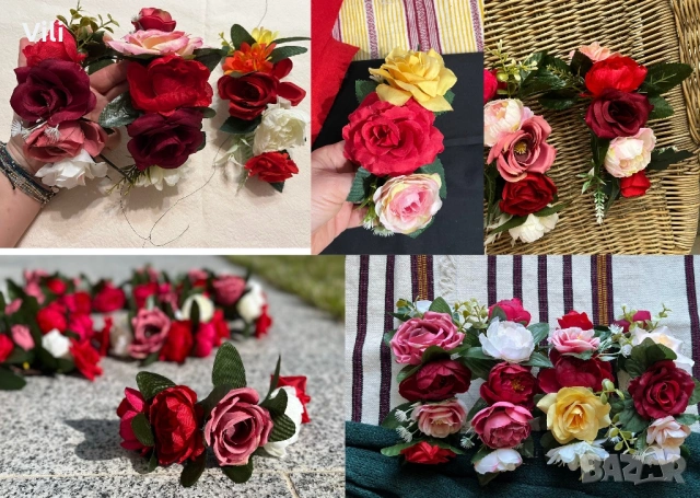 Венчета с цветя за коса допълнение към носия