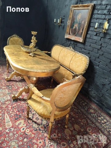 Салонен комплект стил Луи XVI, снимка 5 - Дивани и мека мебел - 53395200