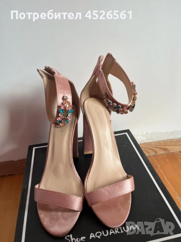 Елегантни розови сатенени сандали с бижу – истински акцент за специални поводи, снимка 10 - Сандали - 52942985