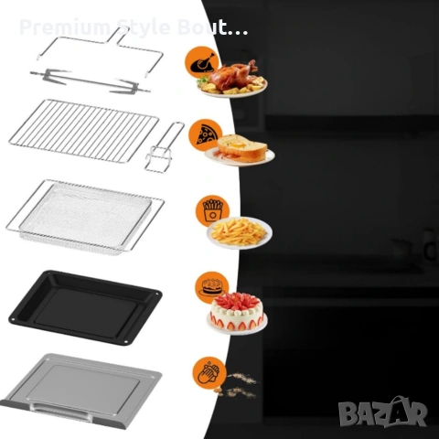 Комбиниран фритюрник с горещ въздух и фурна XXL 28 литра - здравословно готвене за цялото семейство, снимка 6 - Фритюрници - 53891775