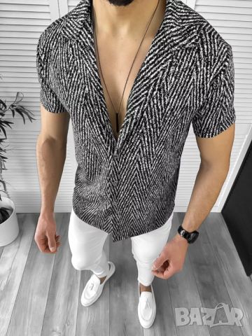 Мъжка риза с къс ръкав Аран модел 2024, снимка 1 - Ризи - 45266253