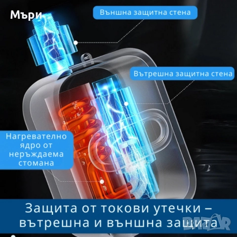 Проточен термостатичен бойлер за мигновена топла вода – Комплект с душ слушалка и регулатор, снимка 3 - Други стоки за дома - 52650125