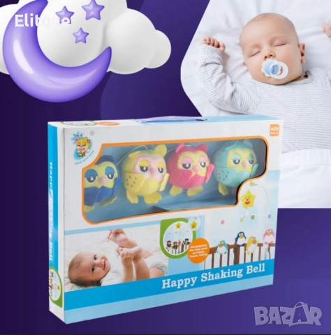 Музикална бебешка въртележка за кошарка Happy Shaking Bell, снимка 2 - Музикални играчки - 52744927
