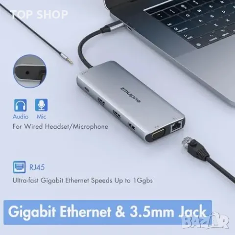 Нов хъб Докинг станция за лаптоп с 2 HDMI, Gigabit Ethernet и USB 3.0, снимка 2 - Захранвания и кутии - 49451178