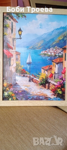 Средиземноморски Пейзаж със Синьо Небе и Бели Сгради