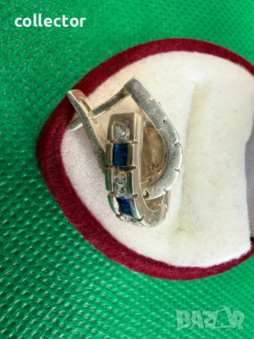 Чифт сребърни обеци с полускъпоценни камъни. №7753, снимка 5 - Обеци - 52814397