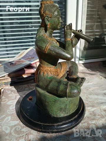 Голяма Будистка бронзова статуетка, снимка 2 - Антикварни и старинни предмети - 53255570