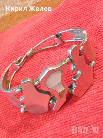 КРАСИВА СТАРА РЕТРО АРТ ПОСРЕБРЕНА МЕДНА ГРИВНА с ИНКРУСТИРАН СЕДЕФ и ИНИЦИАЛИ на МАЙСТОРА МК 48606, снимка 15 - Антикварни и старинни предмети - 48492620